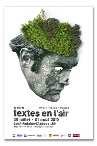 Affiche du festival Textes en l'air 2010 | création l'homme qui tremble