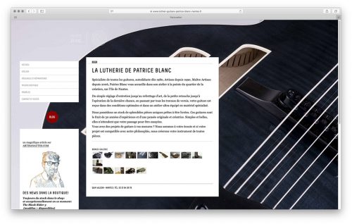 Webdesign – Interface site du Luthier Patrice Blanc